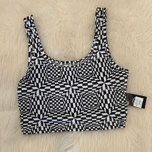 Volcom Black & White Geometric Crop Tank Top